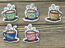Vintage Set Of 5 Beverages Refrigerator Magnets Decaf Latte Coffee Cappuccino  picture