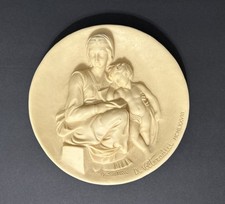 Madonna Pensosa Di Voltezadic Bas Relief Plate A. Santini Made In Italy Vintage picture