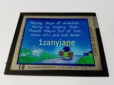 Glass Magic Lantern Slide SONG HIT SLIDE JVW NY HAPPY DAYS OF VACATION HURRY BY picture