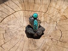 Native American Green Matrix Turquoise size 7.5 ring, Sterling Silver Jewelry picture
