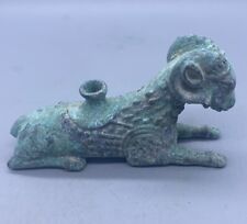 Ancient Luristan Bronze Beautiful A Dear  Animal Seated FIGURE Oil LAMP 🪔 picture