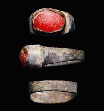 VERY RARE Islamic Abbasid or Umayyad Silver Ring Wearable with Red Stone wCOA picture