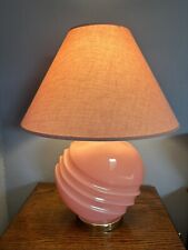 Vintage Table Lamp Dust Pink  1980's Glazed Glass Art Deco Matching Shade Tested picture