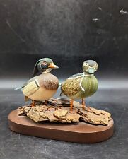 Vintage Hand Carved Wood Wooden Male Female Wood Ducks 8
