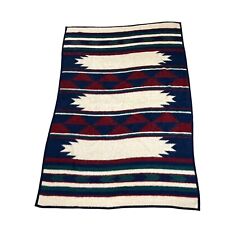 Vtg Biederlack Southwest Aztec Reversible Blanket Fleece Acrylic Stadium 53 x 74 picture