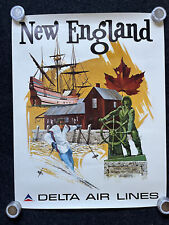 Original New England Travel Poster, Northwest Skiing Gifts, Vintage Aviation Tr picture