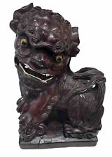 ANTIQUE CHINESE CARVED HARDWOOD FOO DOG LION FIGURINE picture