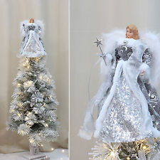 Christmas Angel Tree Topper with White Feather Wings,Christmas Tree Topper with picture
