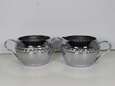 Vintage Chrome Sugar & Creamer IRVINWARE 1970 Made in USA Silver Metal Mirror picture