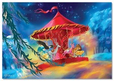 Funny Animals on the carousel Happy childhood ART Sytaya Russia NEW Postcard picture