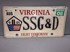 SINGLE VIRGINIA LICENSE PLATE - SSG&D - REMEMBER 9/11 - FIGHT TERRORISM 2006 picture