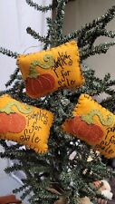 Country-Primitive-Set of 3-Stitched Pumpkins For Sale-Ornaments-Wire hanger picture