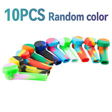 10pc 3.4'' Mini Silicone Smoking Hand Pipe with Metal Bowl &Cap Lid Pocket Pipe. picture