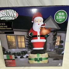 Gemmy 10 Foot Giant Santa And Chicken LED Lighted Airblown Inflatable New 2024 picture