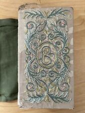 Antique Birthday Book of Merry Thoughts Embroidered Cover Gilded Paper picture