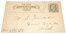 MARCH 1878 GRAND RAPIDS & INDIANA PRR PETOSKEY & GRAND RAPIDS RPO POST CARD picture