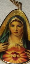 VINTAGE Pendant Hand Painted Madonna Mexico Virgin De GUADALUPE Hand Painted picture