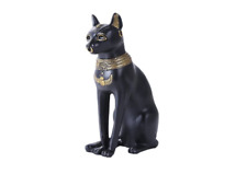  8 Inches Ancient Egyptian God Black and Golden Bastet Cat Statue Figurine picture