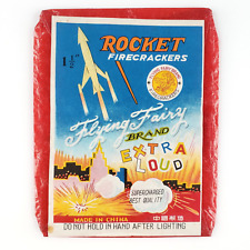 Flying Fairy Rocket Firecracker Label 1940s Chinese Brand Package Ad Art C2321 picture