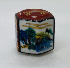 Vintage Ceramic Japanese Incense Holder 1.5” Painted Village House Floral 21 picture