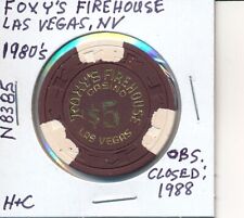 $5 CASINO CHIP - FOXY'S FIREHOUSE LAS VEGAS NV 1980's H&C #N8385 OBS CLOSED 1988 picture