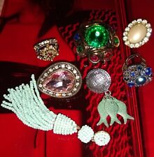 Vintage Junk Drawer Lot Rings single Earrings 7 pieces picture