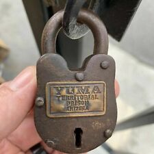 Yuma Territorial Prison Working Cast Iron Lock W/ 2 Keys W/ Rusty Antique Finish picture