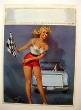 Rare 1965 Pinup Girl Picture Blond Waving Racing Flag Champion Line picture