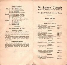 Vintage St. James Church New York Lent Program- 1920 picture