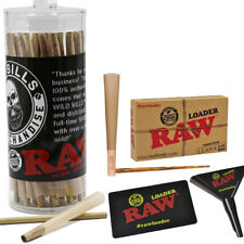 RAW 50 Pack Classic 1 1/4 Size Pre-Rolled Cones +Tips With Raw Cone Loader picture
