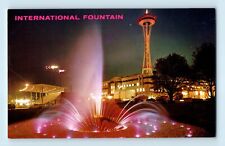 Seattle World's Fair 1962 Night View International Fountain Lit Up Postcard C7 picture