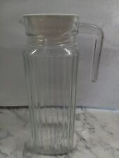 Luminarc France ARC Clear Ribbed Glass Refrigerator Pitcher 1 Qt W/Handle & Lid picture