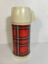 Vintage Landers Frary & Clark Red Plaid Universal Vacuum Bottle Thermos w/ cork picture