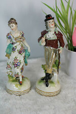 pair antique german ludwigsburg porcelain signed figurines statue  picture