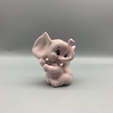 Vintage Kelvin's Pink Elephant Figurine Ceramic Blue Eyes Porcelain Japan READ picture
