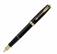 Excellent Parker Pen Sonnet Series Black/Gold Clip 0.5mm Medium Nib Fountain Pen picture
