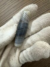 Tibetan Old  Agate Natural Silkworm Stripes Long DZi Bead Pendant 50mm*13.5mm picture
