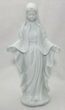 Mary Madonna White Bisque Porcelain Open Arms Figurine 8 1/8