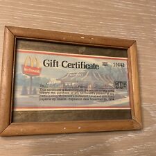 Vintage Framed 1974 Mcdonalds 50 Cent Gift Certificate Standard Frame picture