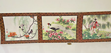 3 VIntage Plastic Doubled Sided Placemats - One Side Ladies/Birds - Chinese picture