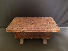 Vtg Storage Box Primitive Distressed Studded Leather picture