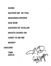 Cyndi Lauper Autograph Signed Concert Set List picture