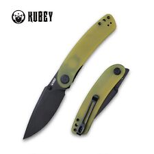 Kubey Momentum Folding Knife Translucent Yellow G10 Handle Plain AUS10 KU344F picture