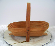 Vintage Farmhouse Folding Collapsible Wood Basket Handcrafted Signed By Artist picture