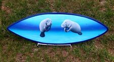 Manatee handcrafted painted surfboard nautical animal surfboard art painting picture