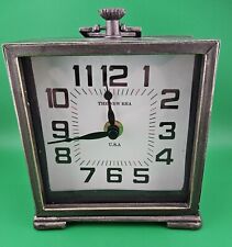 Metal-Square Brushed Metal Carriage Desk Clock picture