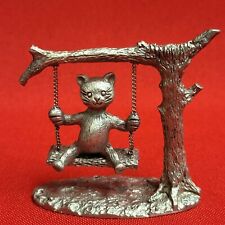Vintage Spoontiques 396 Pewter Miniature Swinging Cat Figurine 1988 picture