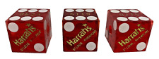 LOT of 3 Drilled Red Craps Dice from Harrah's Riverport Casino St. Louis MO picture