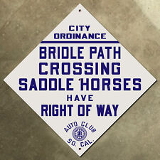 bridle path horses California ACSC highway road sign auto club diamond 1928 18