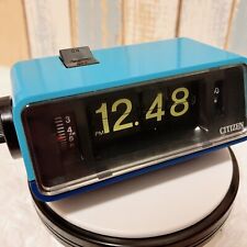 VINTAGE CITIZEN Blue Flip Alarm Clock 5RD025 JAPAN Space Age made in Japan picture